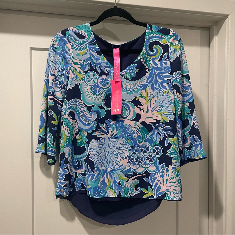 NWT Lilly Pulitzer Elsa Top (Style: Flock Full of Fun) (Size: XXS)